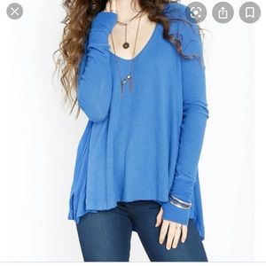 Free People Malibu Thermal Top Cobalt Blue Sz M